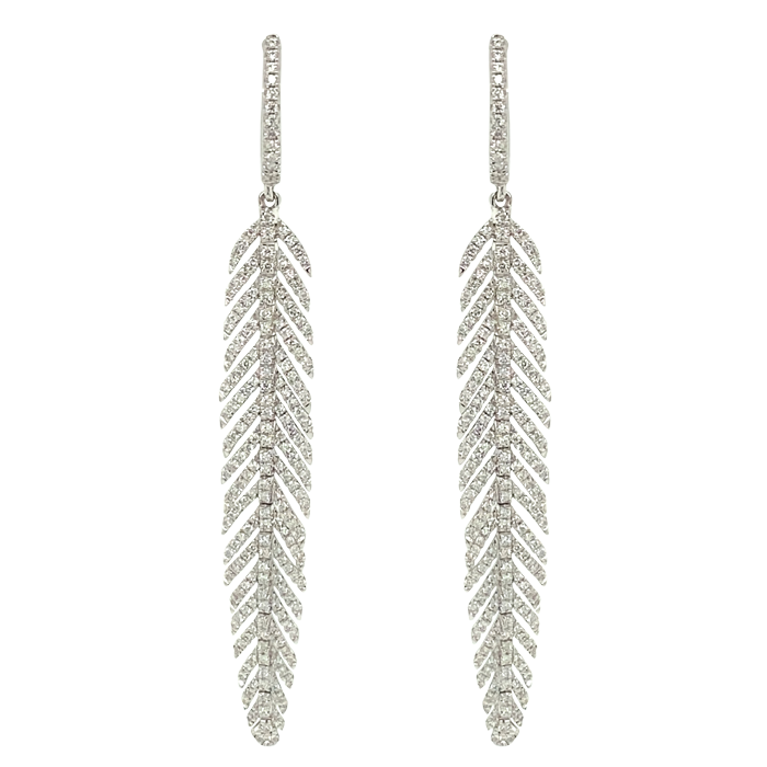 White Gold Feather Earrings - Vardy's Jewelers Bay Area