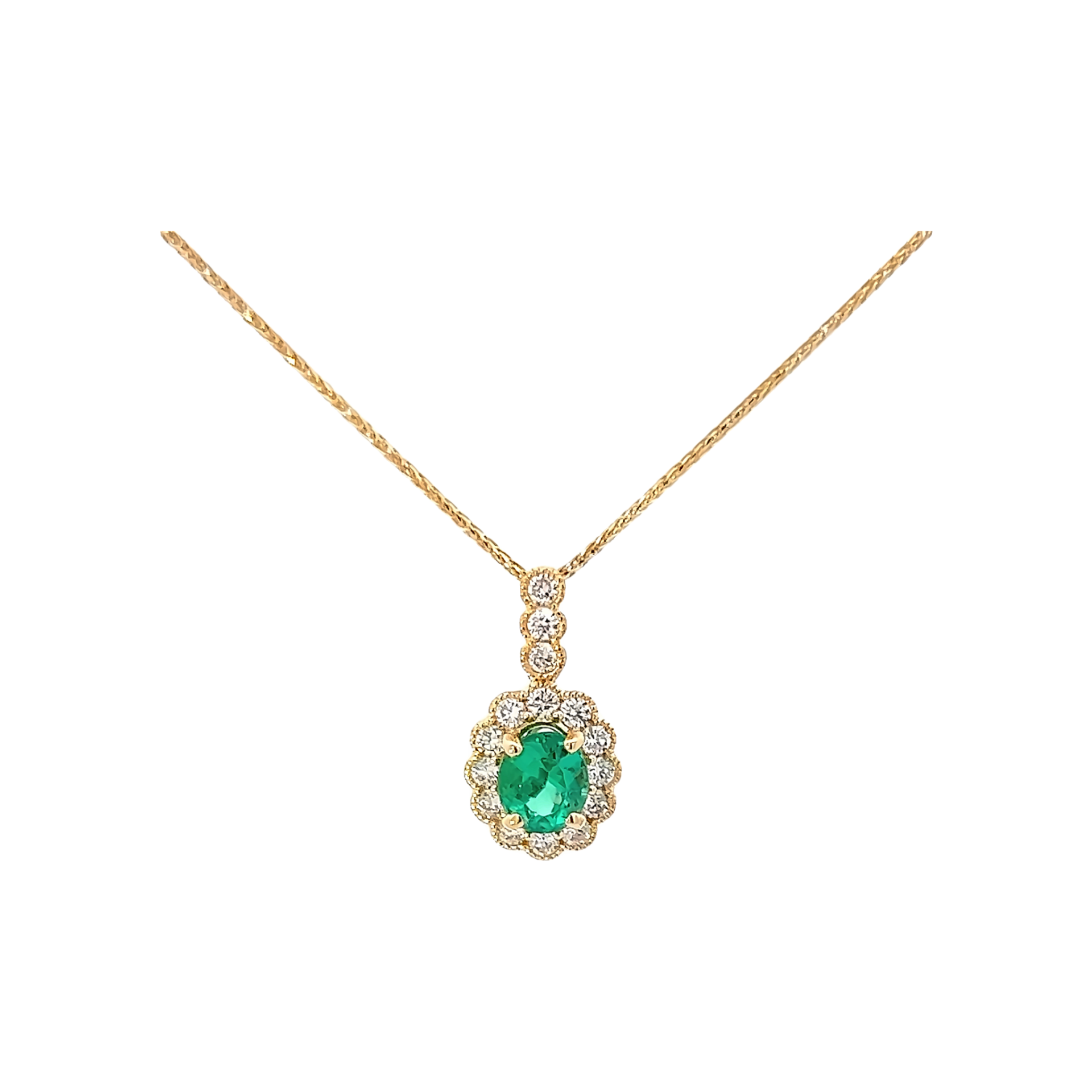 Halo Oval Emerald Pendant - Vardy's Jewelers Bay Area